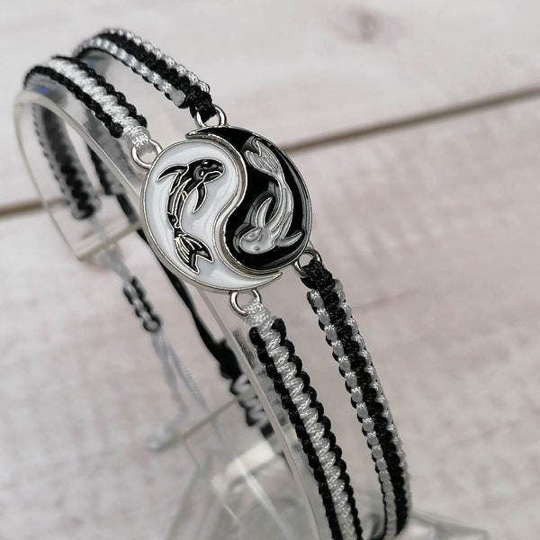 Braccialetti per coppie di pesci Koi da 2 pezzi, braccialetti dell'amicizia per pesci Koi Yin Yang, braccialetti per coppie, braccialetti per migliori amici - regolabile