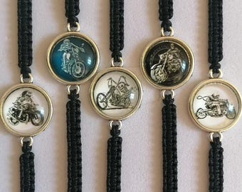 35 Colours, Motorcycle  Gothic Bracelet, Skull Motorcycle  Bracelet, Motorcycle Bracelet, Gift Rider (A-68)