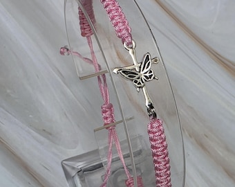 35 Colours, Silver Colour Butterfly - Cross Bracelet, Dainty Cross Bracelet, Christian Catholic Religious,Father, Men's And Women Bracelet.