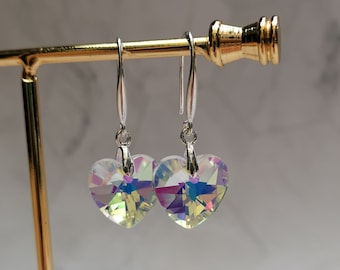 14mm Swarovski Crystal AB Heart, Earrings