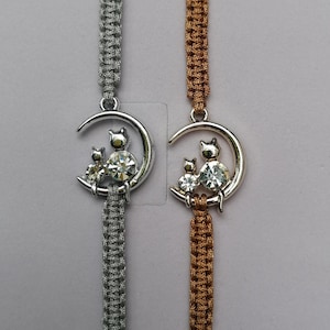 35 Colours, Cat Lovers Bracelet, Adjustable Bracelet, Crystal Cat Lovers Gift, Lucky Cat Bracelet,  Kitten Cat Jewellery, Cat Sympathy Gift
