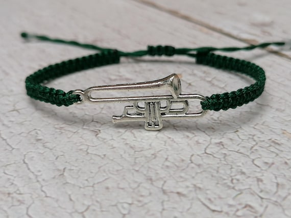 35 Colours, Trombone Bracelet, Trombone Jewellery, Musical Instrument Bracelet, Trombone Musician Gift, Brass Band Player Gift