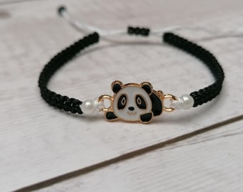 Pulsera de panda negro, pulsera de panda, pulsera de vida silvestre, regalo de panda, amantes de los pandas, panda de vida silvestre