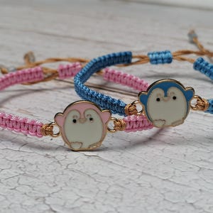Penguin Bracelet, Gift Penguin Lover, Gift Wish Bracelet, Penguin Jewellery, Best Gift For Her - Him, Light Blue