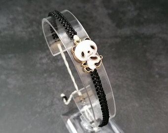 Pulsera de panda, pulsera de oso panda, pulsera de vida silvestre, regalo de panda, amantes de los pandas, negro y blanco