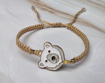 35 Colours, White Bear Bracelet, Bear Jewellery, Bear Lover Present, Winter Bear, Bear Gift