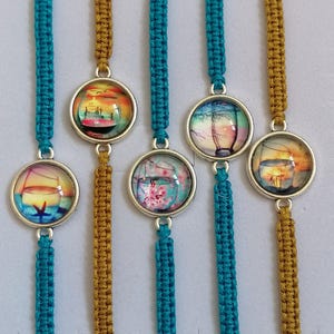 35 Colores, Playa en un Vaso - Pulsera, Atardecer en la Playa, Océano y Playa, Playa Tropical Oceánica, Paisaje Oceánico en un Vaso (B-3)
