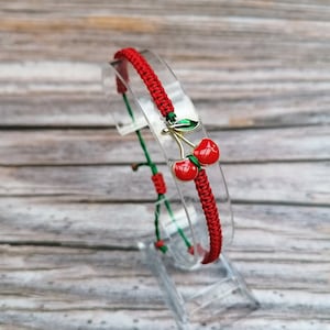 Cherry Bracelet, Red Cherry Bracelet, Fashion stunning Cherry Bracelet, Fruit Bracelet, Cute Bracelet