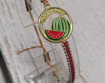 Braccialetto fatto a mano con anguria – Gioielli estivi a forma di frutta, ipoallergenico, orecchini e collana abbinati. - Italia