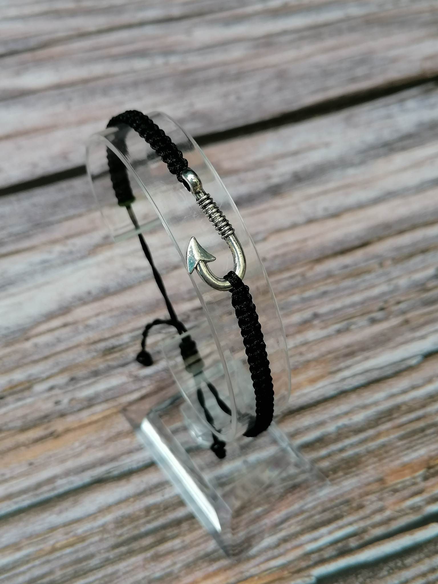 Sterling silver fish store hook bracelet