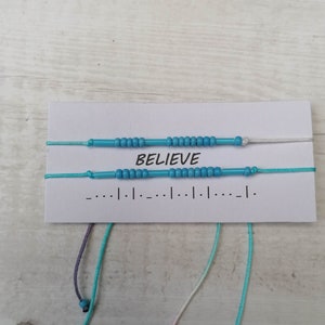 Morse Code Bracelet, Believe Morse Code Bracelet, Gift