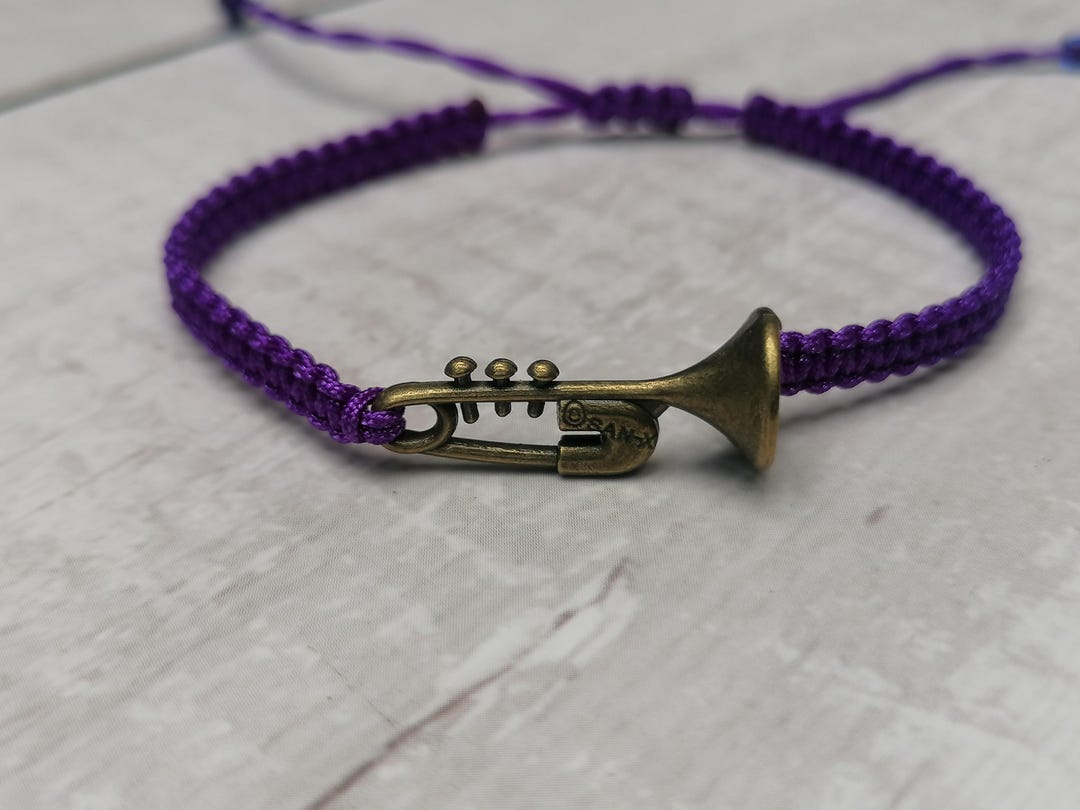 Kavfeeo Black Nylon Trumpet Bracelet - Adjustable Music Lover Jewelry Gift For Students & Musicians