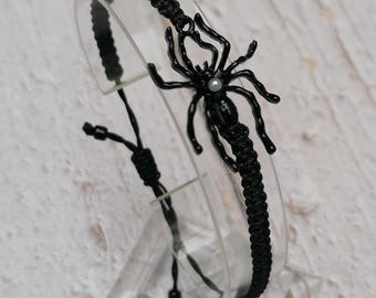 35 färger, Pärlsvart spindelarmband, Gotiska smycken, Spindelälskarpresenter, Tarantelpresent