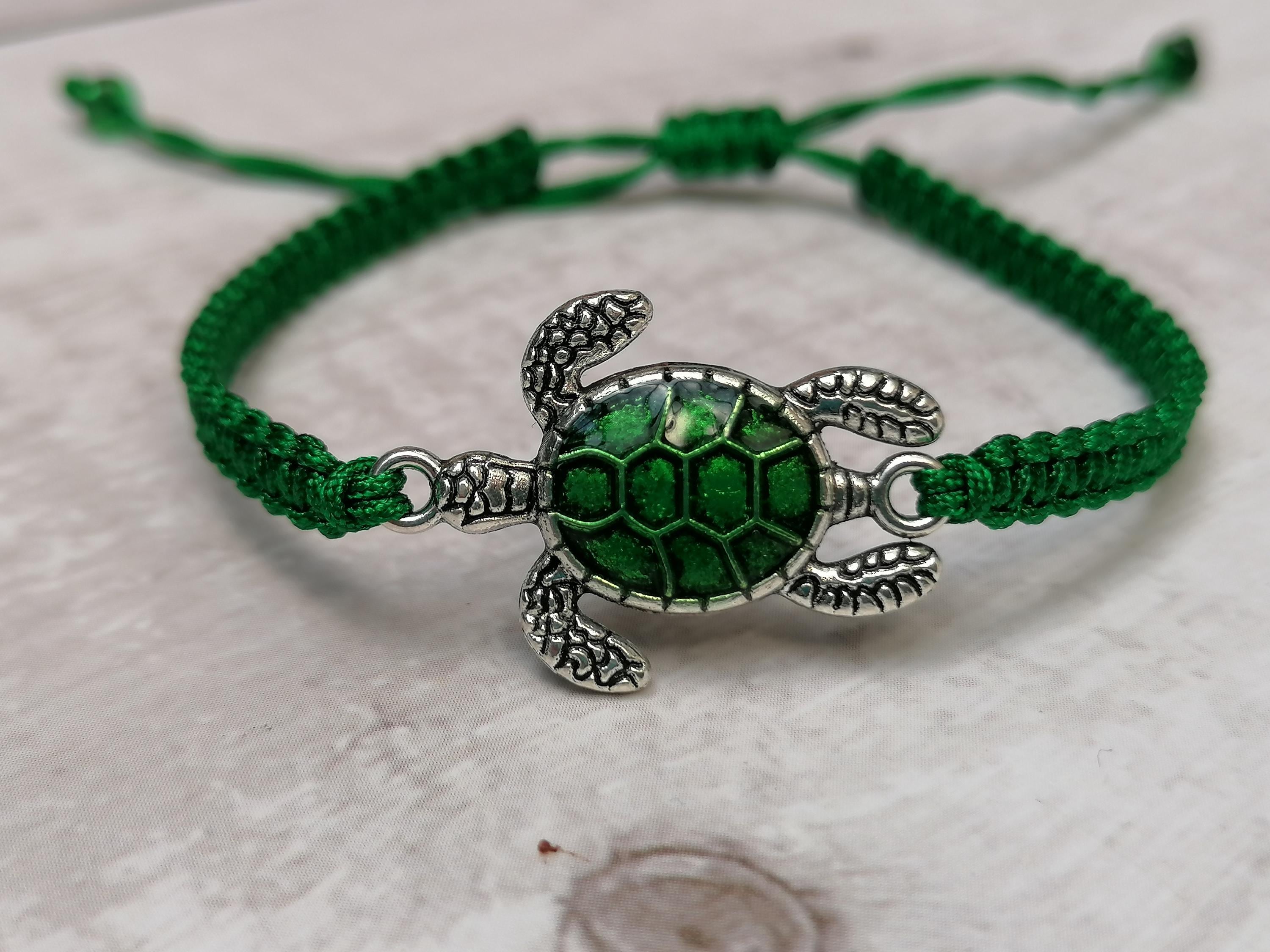 Sterling Silver Green Sea Turtle Charm - 925 Silver Animal Charm For European Snake Bracelets (Fits Pandora, Chamilia) - View #2