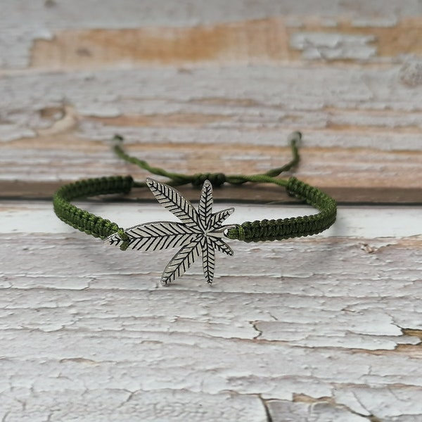 29 Colours, Cannabis Leaf Bracelet, Weed Leaf Bracelet, Friendship Bracelet, Adjustable Bracelet, Cannabis Bracelet Gift