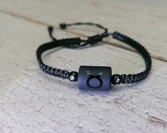 35 Colours, Zodiac Bracelet, Constellation Bracelet, Horoscope Bracelet, Horoscope Star Sign Bracelet, Astrological Present,Matte Black Onyx