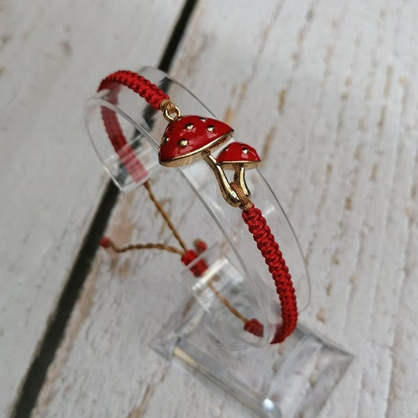 Pulsera de seta - Pulsera de hongo, Pulsera bonita, Amanita muscaria, Joyería de hongos