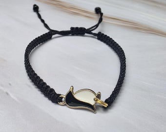 35 Colours, Tiny Penguin Charm Bracelet, Gift Penguin Lover, Gift Wish Bracelet, Penguin Jewellery, Best Gift For Her - Him