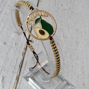 Pulsera de aguacate, pulsera de deseos de aguacate, joyería de aguacate, pulsera de la amistad, pulsera ajustable, regalos únicos