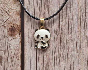 Colgante de panda, collar de oso panda, collar de vida silvestre, regalo de panda, amantes de los pandas, negro y blanco