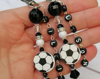 Llavero con nombre personalizado, llavero con balón de fútbol, amantes del fútbol, regalo de fútbol, regalos para fanáticos del fútbol, jugador de fútbol.