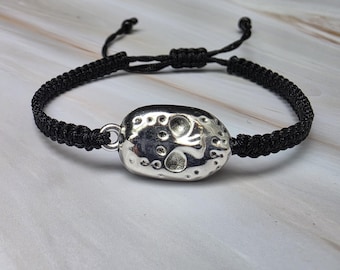 35 Colours, Gothic Halloween Mask, Black Macrame Bracelet, Gothic Mask Charm, Spooky Jewelry, Halloween Gift