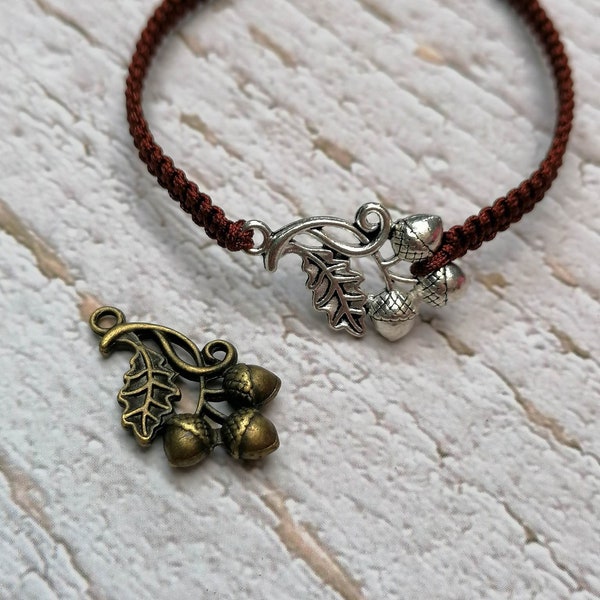 31 Colours, Acorn Oak Leaf Bracelet, Acorn Wish Bracelet, Aspiration And Wisdom, Bronze And Silvers Charm