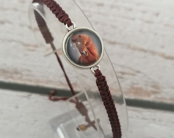 35 kleuren, paardenarmband, wensarmband paard - hoefijzer, cadeau voor ruiter, paardenliefhebber pony, glazen cabochonarmband (B-24)