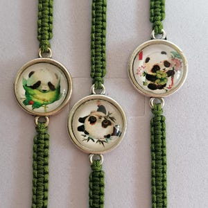 34 Farben, Panda Armband, Panda Bär Armband, Wildlife Armband, Panda Geschenk, Panda-Liebhaber, Glas Cabochon Armband (B-41)