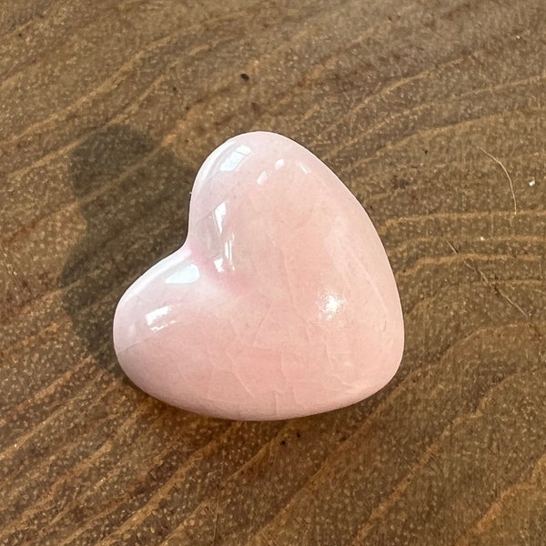 Vintage ceramic light pink puffy heart brooch