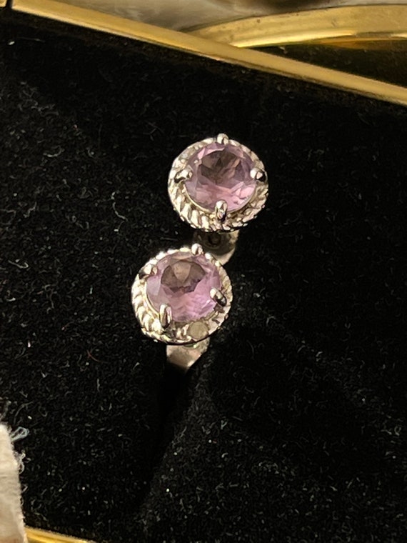 Amethyst and diamond sterling silver studs - image 5