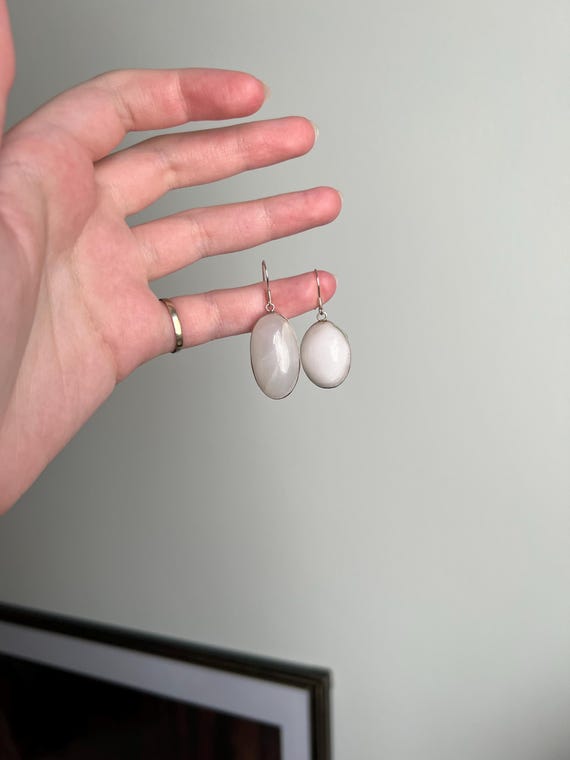 Asymmetrical Aragonite Earrings: Sterling Silver … - image 2