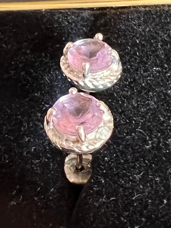 Amethyst and diamond sterling silver studs - image 6