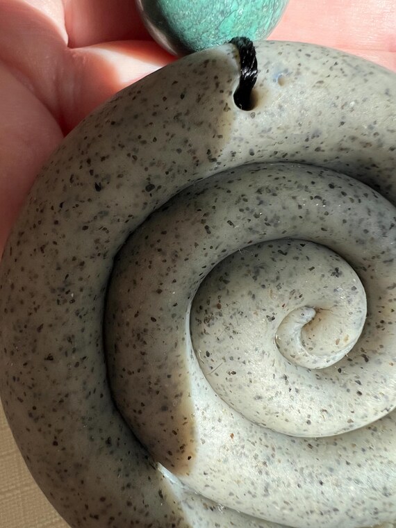 Handcrafted Clay Spiral Shell Pendant, Freshwater… - image 7