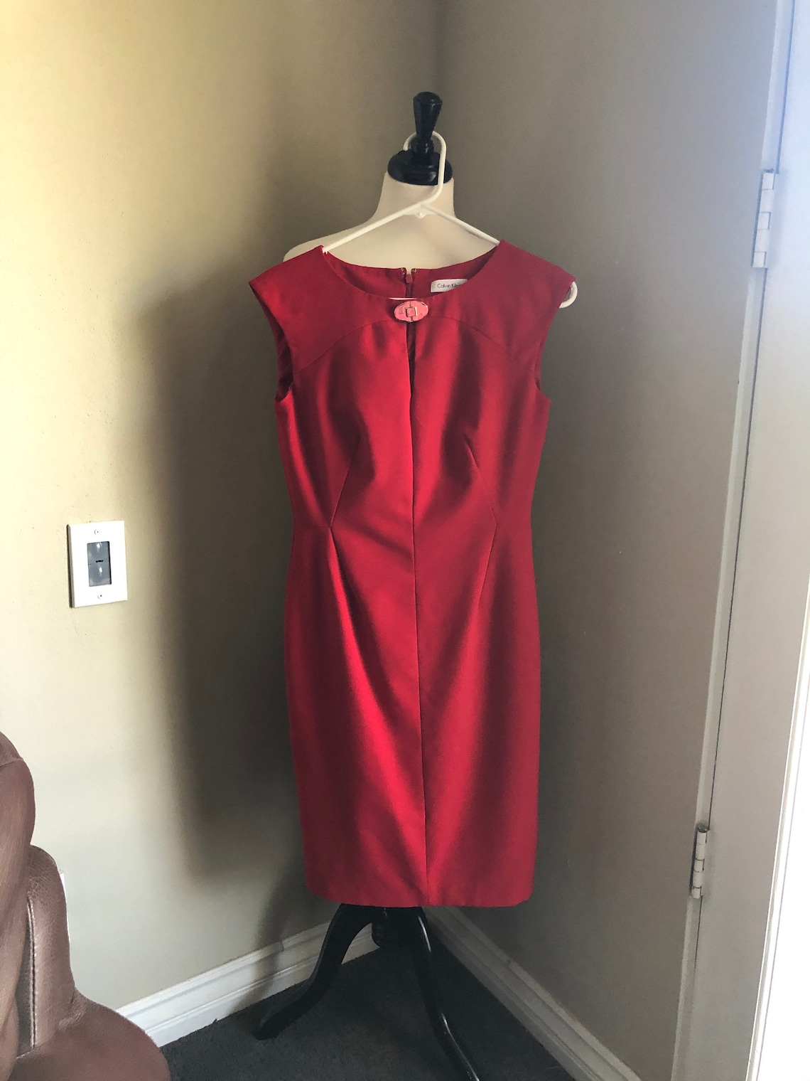 Red Calvin Klein sleeveless cocktail dress size 2 Etsy