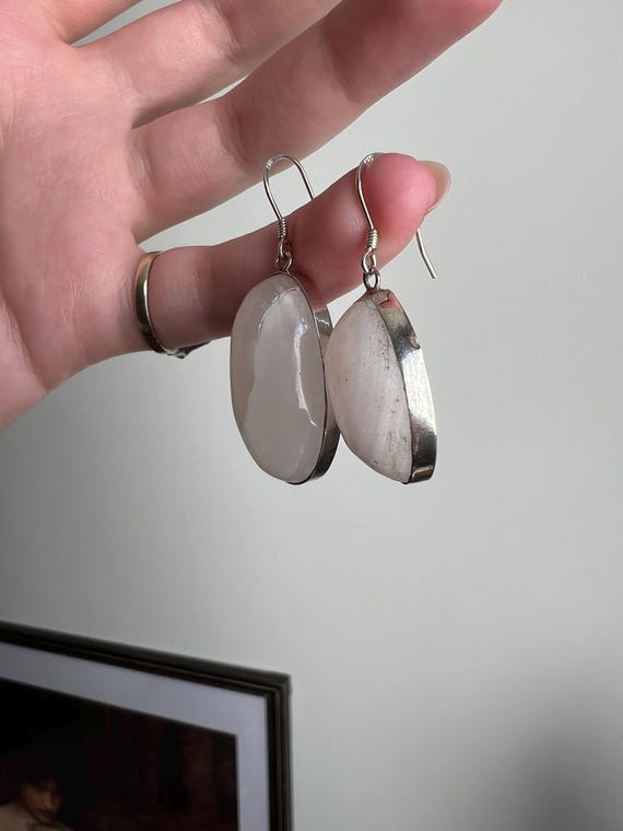 Asymmetrical Aragonite Earrings: Sterling Silver … - image 3