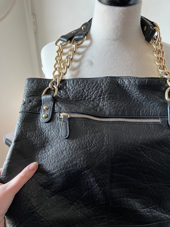 Supple vintage black genuine leather Guess bag wi… - image 2