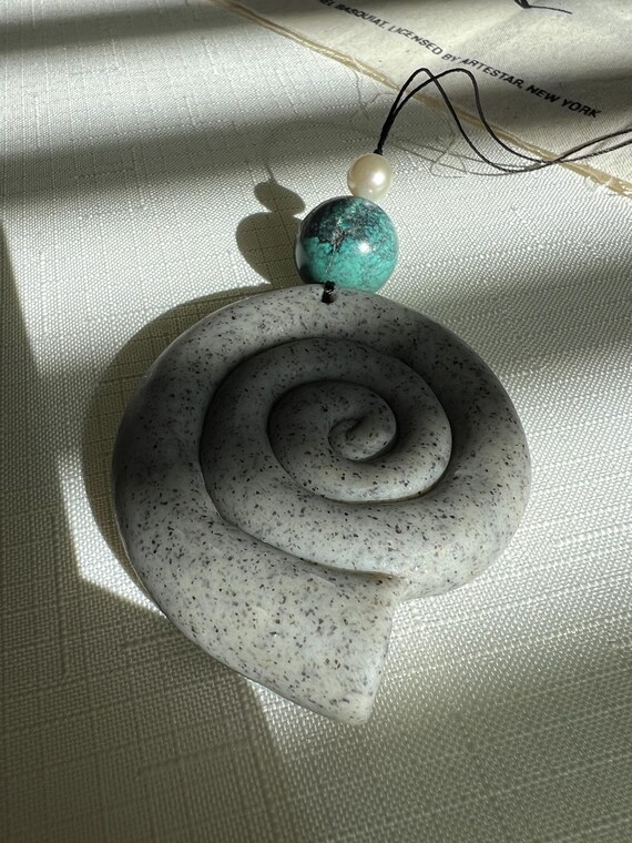 Handcrafted Clay Spiral Shell Pendant, Freshwater… - image 6
