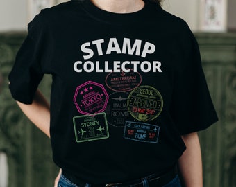 Stamp Collector Passport Unisex T-Shirt Black