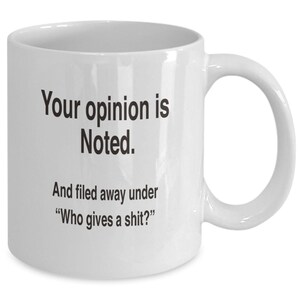 Funny Office Mug - Opinion Filed