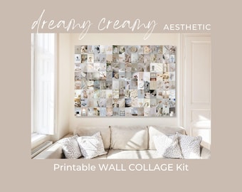 White Aesthetic Photo Collage Kit - 50 4x6 Inch Minimalist Wall Posters For Teen Girl Room & Dorm Decor