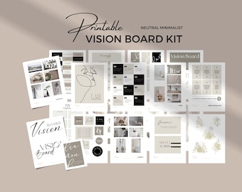 Minimalist Vision Board Kit, Printable Affirmations (Digital Download)