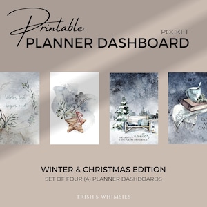 Painel de Planejamento de Bolso de Inverno, Divisória de Planejamento Imprimível, Acessório de Planejamento com Tema de Inverno, Coleção de Natal