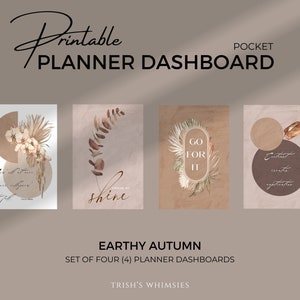 Erdiges POCKET Planner Dashboard, druckbarer Planer Divider, Herbst Vibe Planner Accessoire, Beige und Braun Ästhetik