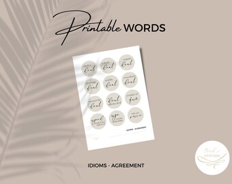 Humorous Words, Printable Idioms - Done Deals, Journal Words, Planner Word Stickers, Scrapbook Idioms Ephemeras, School Resource