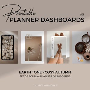 Herbst A5 Planer Seiten, druckbare A5 Planner Dashboards, Herbstkollektion, Herbsteinsätze, neutrale Teiler, gemütliche Dashboards, Sofortiger Download