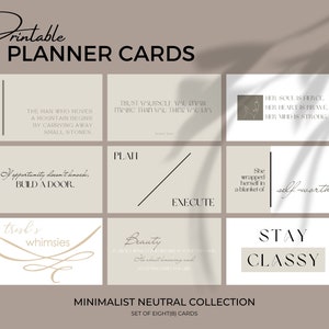 Minimalistische Planer Karten Set, Beige Ästhetische druckbare Planer Karten, Planer Page Marker, Planer Pocket Karten, Affirmation Planner Einsatz