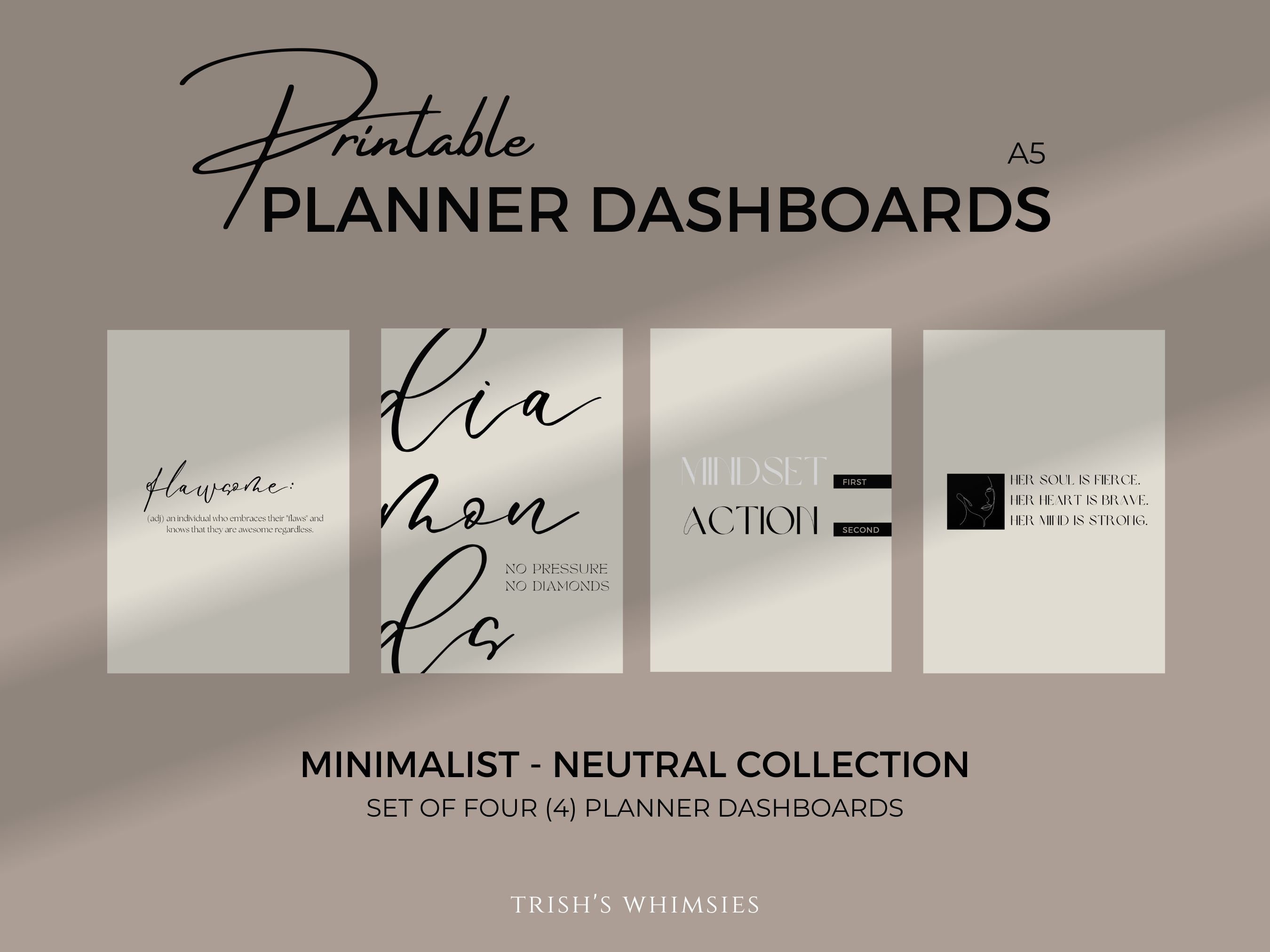 Affirmation Planner Dashboard Printable, Minimalist Planner Inserts ...