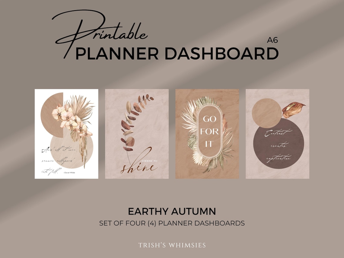 A6 Planner Dashboard Printable Aesthetic Dashboards Beige - Etsy