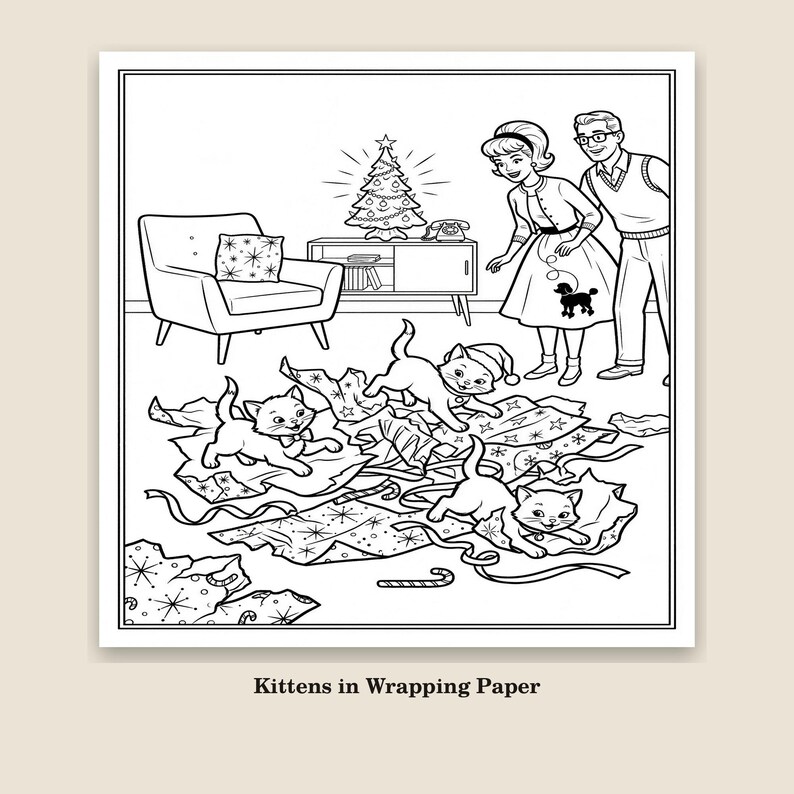 Christmas Coloring Paper.pdf Christmas Coloring Pages Printable, 10 Vintage Kittens and Children ...
